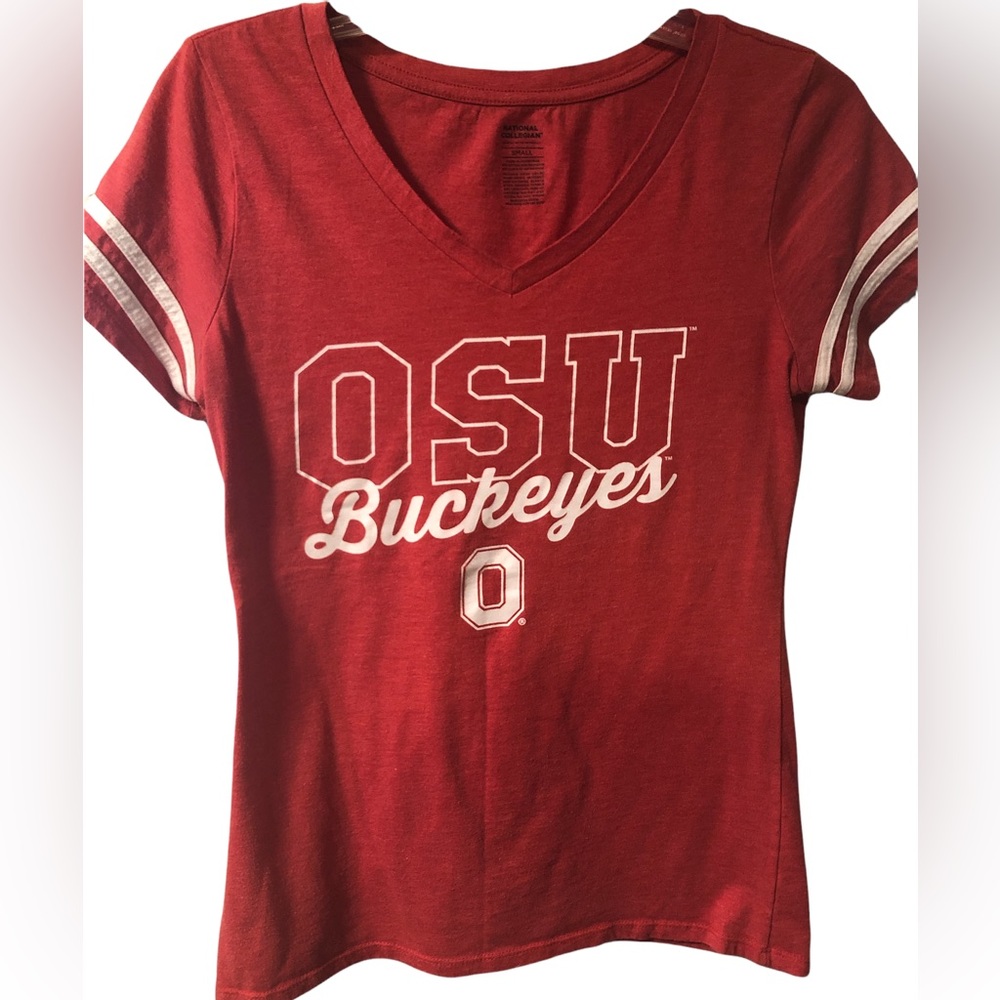 National collegian OSU Ohio State football v-neck tee EUC